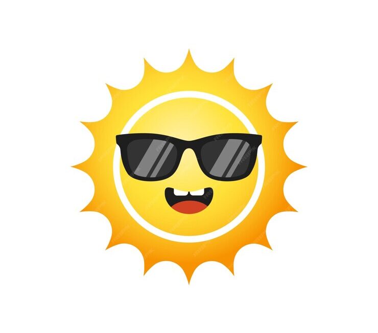 Sun icon with black glasses