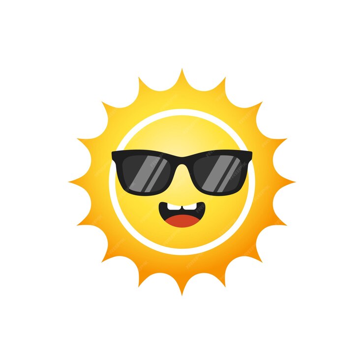 Sun icon with black glasses