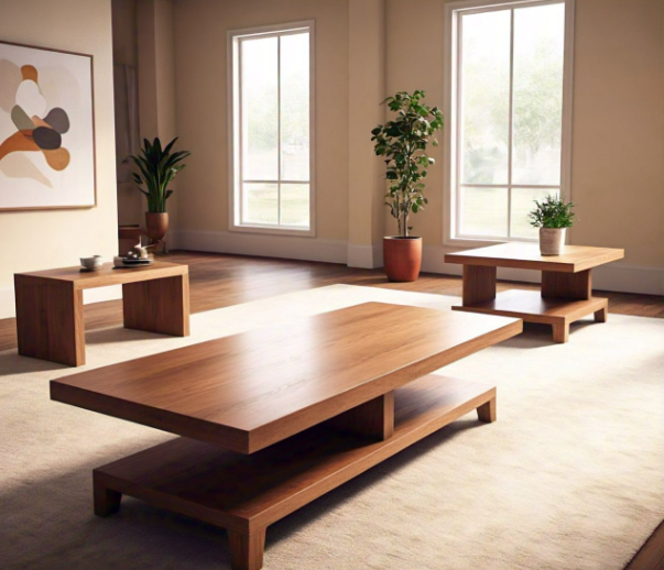 Furniture Mart Wood Coffee Tables with Matching Endtables​