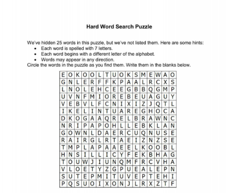 Hard Word Search